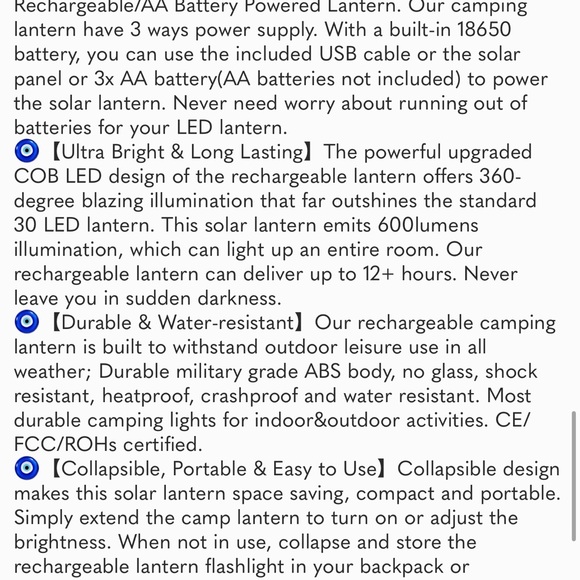 4 Pack Camping Lantern, Rechargeable LED Lanterns, Solar Lantern Battery Powered - Picture 8 of 8